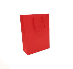 Red paper bags with fabric handles