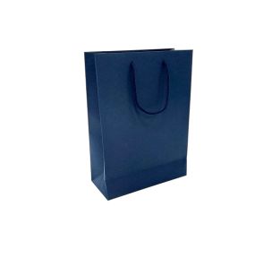 Dark blue paper bags with fabric handles