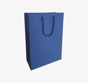 Blue paper bags with fabric handles