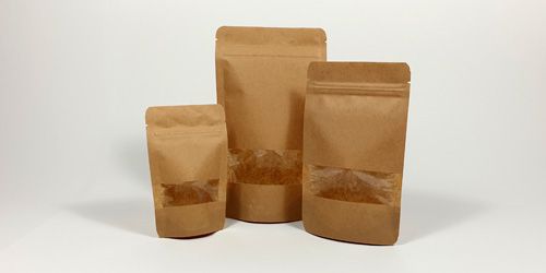 Paper zip-lock bags with window